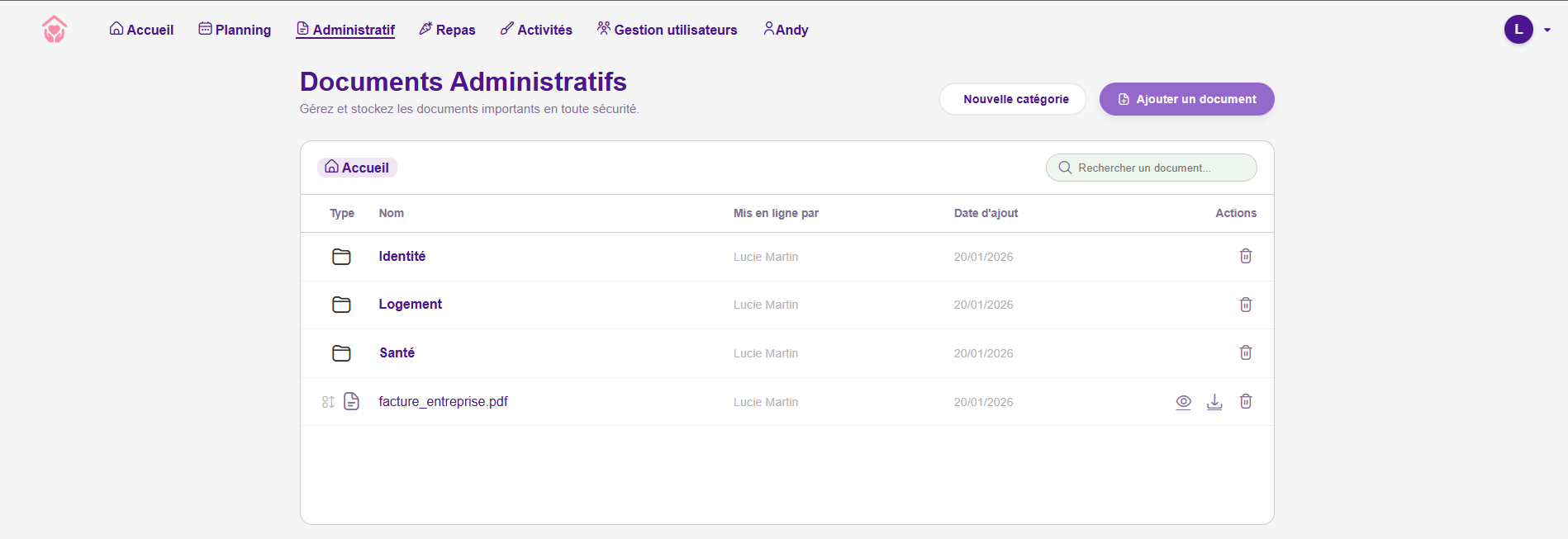 Image représentant la page des documents